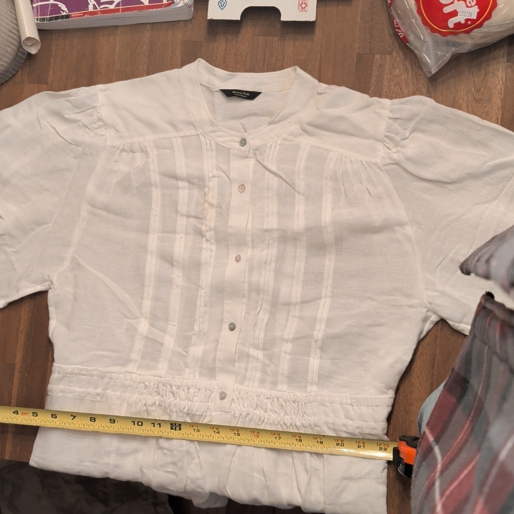 Massimo Dutti Linen Blend Peasant Dress 6637 - Picture 12 of 14